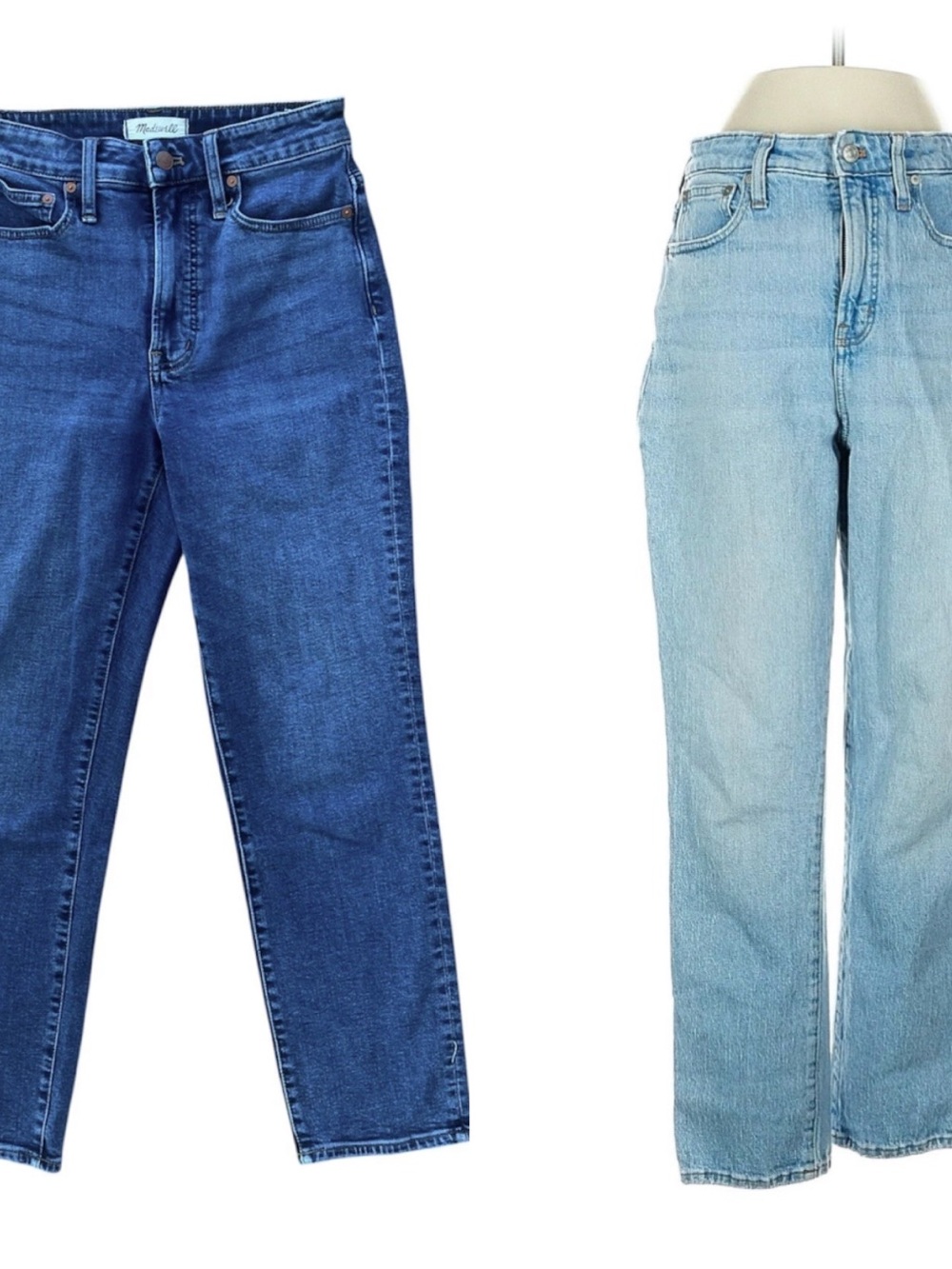 2 Pair Lot Madewell The Curvy Perfect Vintage Jean Dark and Light Denim Size 26